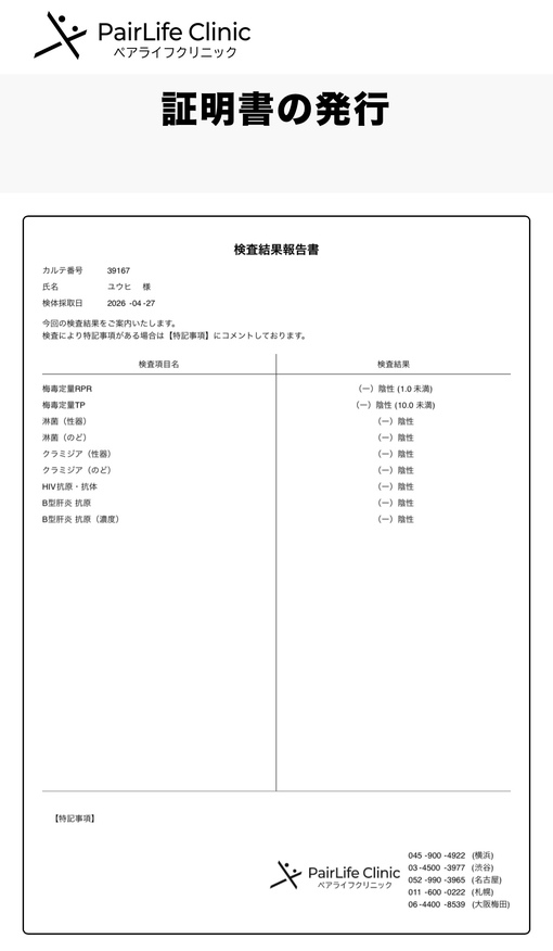 YUHI（ユウヒ） 【5月性病全て陰性】